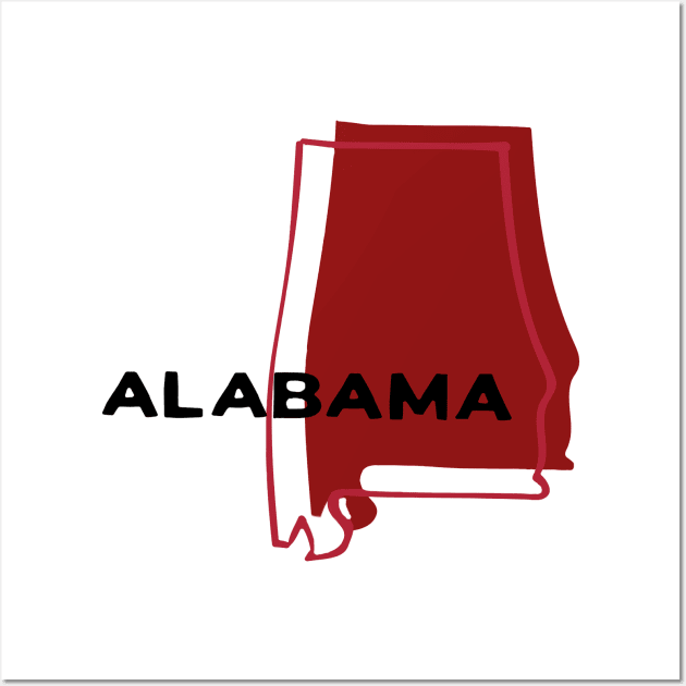 Crimson Red State of Alabama Wall Art by MaryMerch